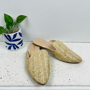 RESTRICTED Raffia Straw Mules Pointed Toe 7